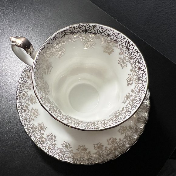 Royal Albert Victorian Vintage Silver Bone China Tea Cup and Saucer - Picture 4 of 6